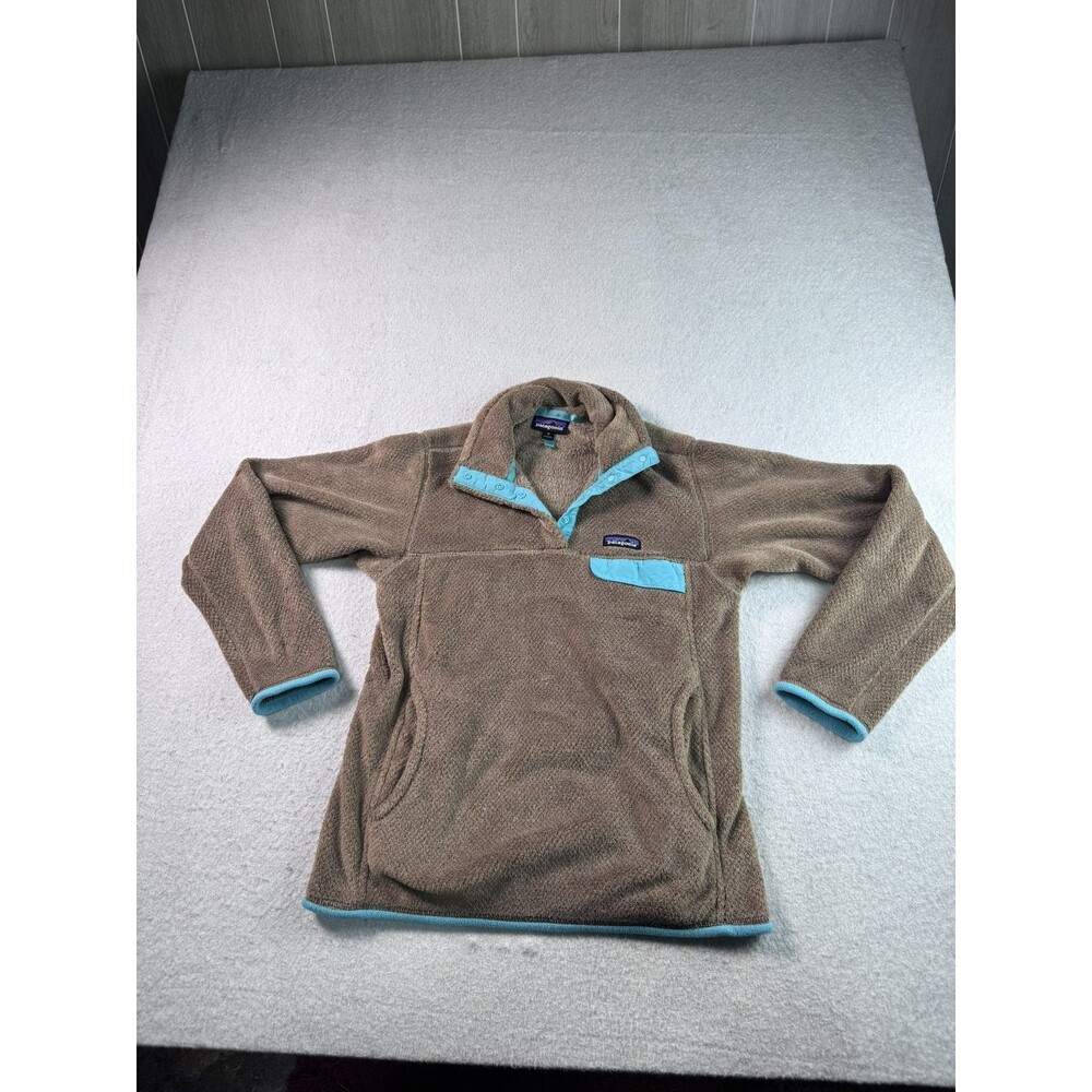 Patagonia Re-Tool Snap-T Pullover Fleece Women's M Brown Blue Polartec Thermal